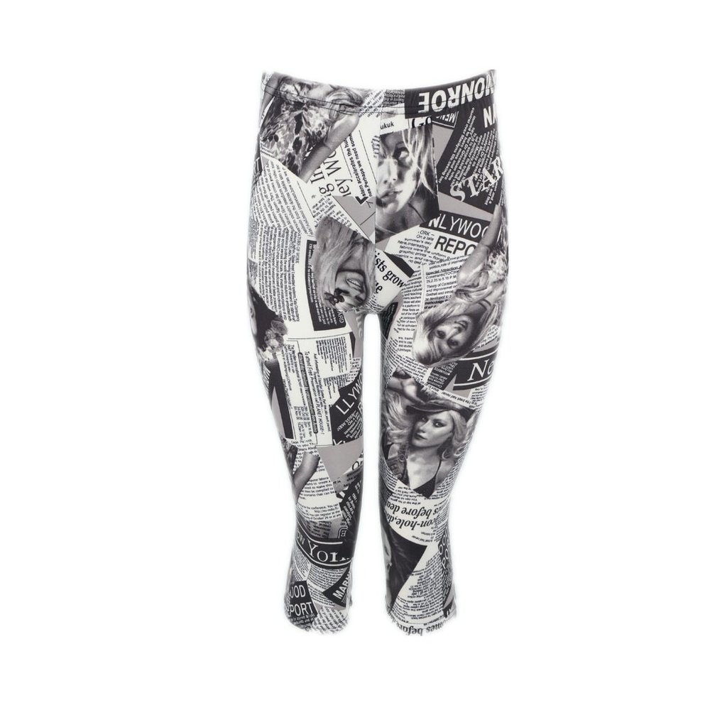 Newspaper Capris 3/4 Leggings
